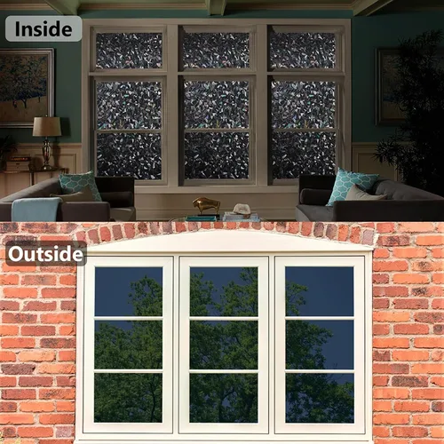 Vista 6 de LEMON CLOUD Película de Privacidad para Ventana con Oscurecimiento Total, Adherencia Estática, Cubierta Decorativa Esmerilada para Ventana, Película