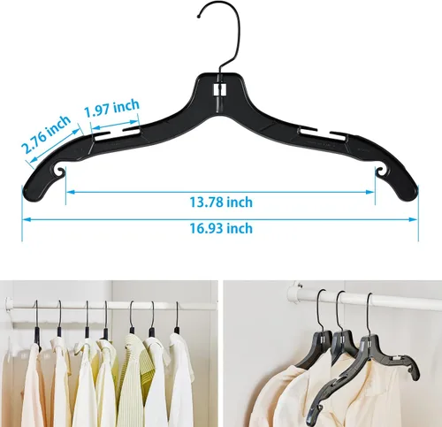 Vista 7 de Perchas de plástico con gancho de metal giratorio de 360 grados, perchas de ropa resistentes, perchas duraderas para camisas, abrigos y vestidos