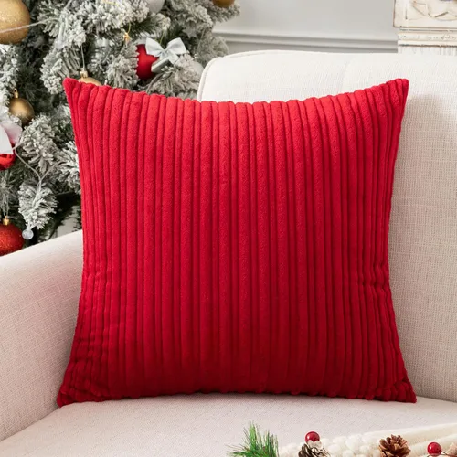 Vista 99 de UGASA - Fundas de almohada decorativas de terciopelo suave y sólidas de Navidad para sala de estar/sofá, 16 x 16 pulgadas, 2 unidades, color burdeos