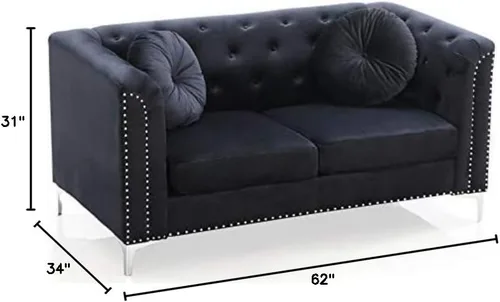 Vista 3 de Glory Furniture Sofá de dos plazas Pompano Velvet en negro