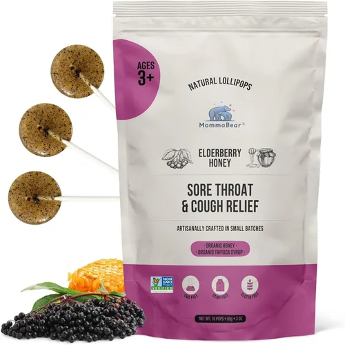 Vista 6 de MommaBear Organics - Paletas para la tos hechas a mano para niños – Alivio natural del dolor de garganta y chupetines para la tos para niños mayores