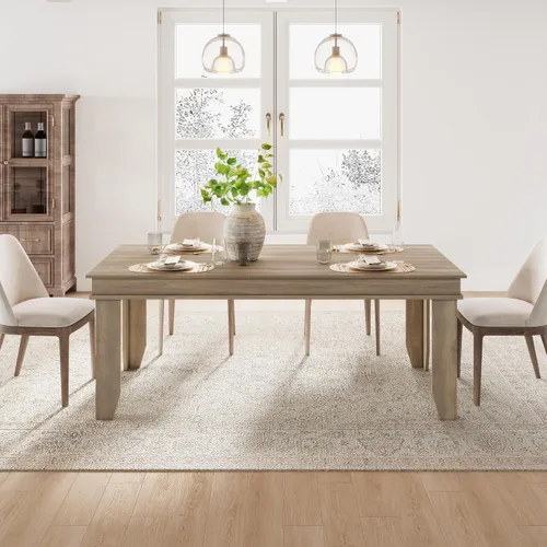 Vista 23 de GarveeHome Farmhouse - Mesa de comedor para 4-6 personas, mesas de cocina de 63 pulgadas de largo