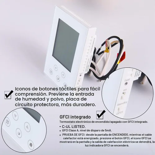 Vista 3 de Termostato programable para calefacción radiante bajo el suelo de la casa, controlador de alfombra térmica para el hogar, auto-adaptación AC