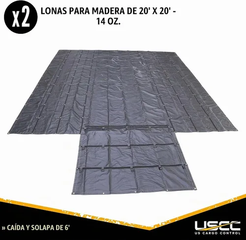 Vista 2 de US Cargo Control Lona de madera ligera de 3 piezas, material impermeable de poliéster recubierto de PVC de 14 onzas, protección duradera para tu