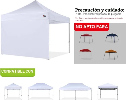 Vista 3 de ABCCANOPY - Toldo desplegable para el sol 10'x 10', pared lateral de 10' (1 panel), más de 15 colores, con cintas para sujetar de la estructura