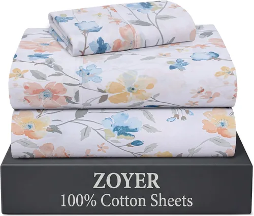 Vista 68 de ZOYER Sábanas de 100 % algodón percal tamaño individual, refrescantes y transpirables, duraderas, con una sensación nítida, suave y cómoda, bolsillo