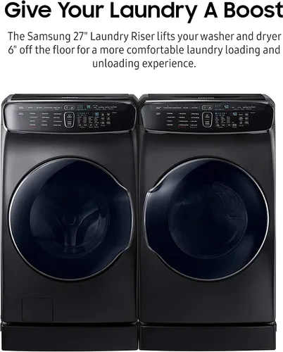 Vista 2 de SAMSUNG Soporte de pedestal elevador de lavandería de 27 pulgadas de ancho para lavadora o secadora de carga frontal de 27 pulgadas de ancho, eleva