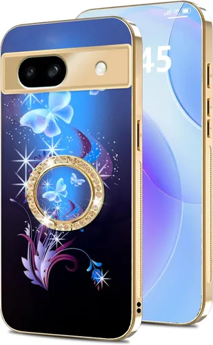 Vista 50 de nancheng Funda para Google Pixel 6 de lujo, diseño de abeja, corazón y abeja, chapado en oro, con anillo de diamante de 360°, correa de cordón