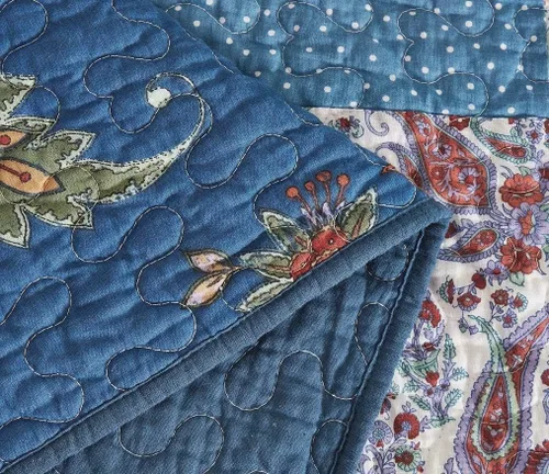 Vista 2 de Tache Home Colcha de cachemir floral bohemio rústico de algodón colcha de retazos