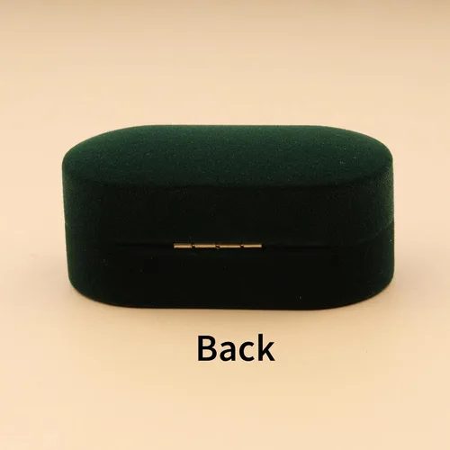 Vista 5 de FM FM42 Caja de terciopelo verde vintage para 2 anillos de compromiso de boda, paquete de 1