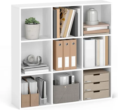 Vista 7 de VASAGLE Custos Collection - Estantería para libros tipo cubo con 4 compartimentos, 9.4 x 26 x 26 pulgadas, estantería de almacenamiento para sala