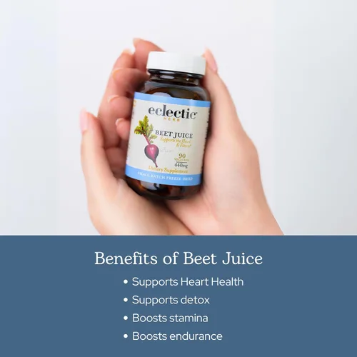 Vista 4 de Eclectic Herb - Cápsulas de jugo de remolacha orgánica Suplemento de hierbas naturales Salud cardiovascular premium y apoyo a la circulación