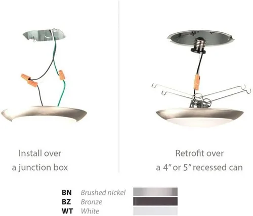 Vista 2 de WAC Lighting FM-306-930-BN disco para montaje al ras de luz led blanca suave de 3000 K, con calificación de Energy Star, grande, de níquel bruñido