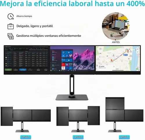 Vista 3 de DEPGI Extensor de pantalla triple para portátil de 14 pulgadas, extensor de pantalla de computadora portátil, monitor extendido FHD IPS de 3 x 14
