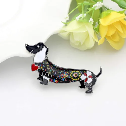 Vista 3 de DUOWEI - Broche para perro salchicha esmaltado, diseño de perro salchicha