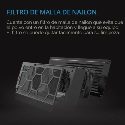 Vista 5 de AC Infinity AIRFRAME T7-N Negro, Sistema de ventilación de alto flujo de aire de 17 pulgadas, flujo de aire de entrada, para salas de equipos AV