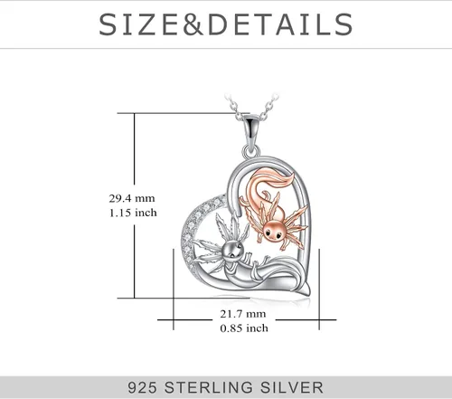 Vista 4 de TIGER RIDER Collar de corazón para mujer, plata de ley 925, ajolote, gato, oso, joyería de regalo