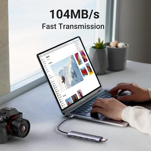 Vista 5 de UGREEN Revodok USB C Hub 6 en 1 USB C Dongle 4K HDMI 3 puertos USB 3.0, lector de tarjetas SD/TF compatible con MacBook Pro, MacBook Air, iPad