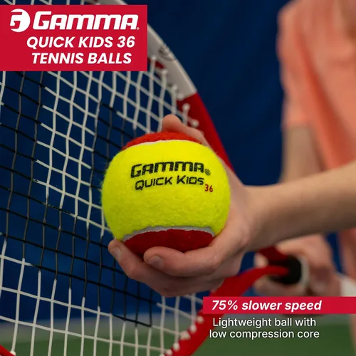Vista 2 de GAMMA Quick Kids Training Tennis Balls for Kids & Beginners, Low-Compression Core Reduces Speed & Bounce, Great for Tennis Practice, USTA & ITF