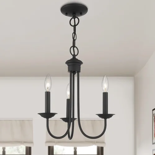 Vista 12 de Livex Lighting 42683-04 - Lámpara de araña de acero con 3 luces para decoración del hogar, 1 lámpara de techo negra, perfecta para decoración