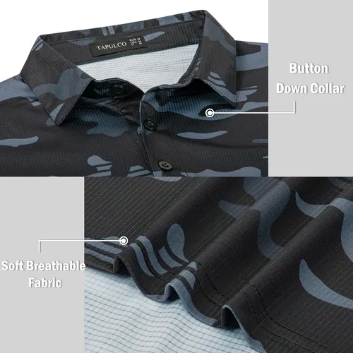 Vista 61 de TAPULCO Camisetas tipo polo de secado rápido para hombre, diseño de camuflaje, atléticas, ligeras, transpirables, casuales, para golf