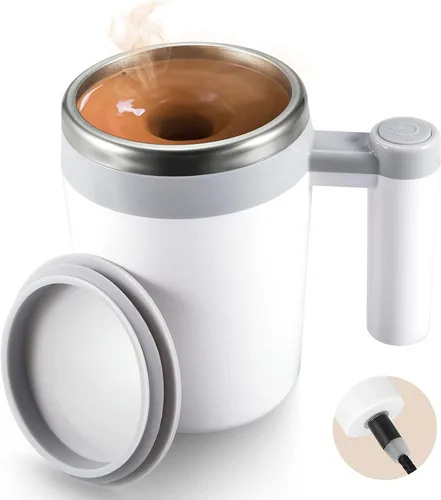 Vista 7 de Taza de Café que se Agita Sola: Taza Automática Recargable que se Agita Sola con Agitador Magnético y Tapa, Taza de Viaje