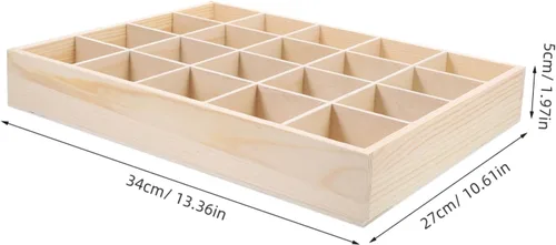 Vista 10 de SEWACC Organizador de cajones de madera, caja de almacenamiento de 20 rejillas para calcetines, llaves, bragas, armario, gabinete, organizador
