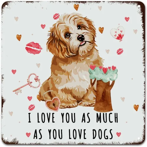 Vista 18 de Wall Decor Metal Sign Love Mails French Bulldog Sign I Love You As Much As You Love Dog Retro Street Hanging Sign Saint Valentine's Day Metal Plaque