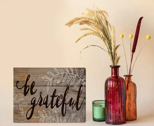 Vista 2 de Lienzo decorativo con texto en inglés «Be Grateful» con texto en inglés «Be Grateful» con texto en inglés «Be Grateful», carteles enmarcados
