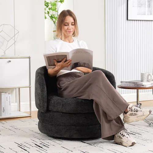 Vista 13 de Modern Velvet Armless Accent Living Room Chair,Upholstered Fabric Button Comfortable Leisure Chair with Wooden Legs for Bedroom,Office (Beige Velvet)