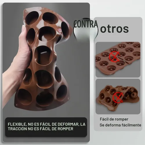 Vista 5 de Moldes de silicona para bombas de grasa Walfos, molde de silicona para dulces Walfos, molde redondo de 15 cavidades - Perfecto para bombas de grasa