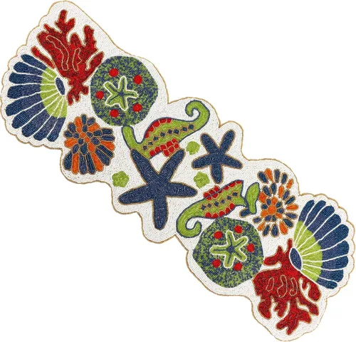 Vista 34 de CLEENTABLE Camino de mesa decorativo con cuentas de 36 pulgadas, diseño floral hecho a mano con respaldo de poliéster duradero para comedor, mesa