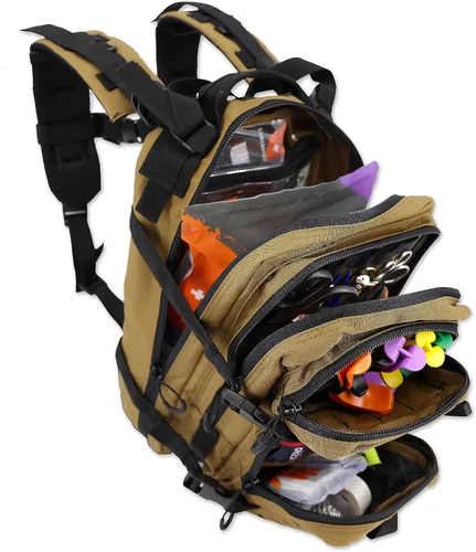 Vista 9 de Lightning X Mochila médica de primeros auxilios para trauma y hemorragia + kit (Camuflaje negro)