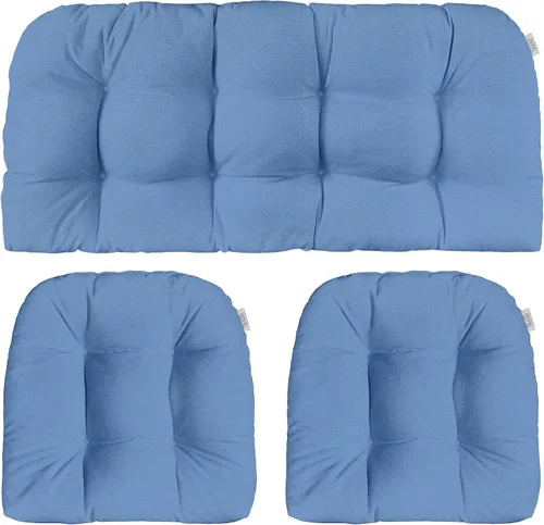 Vista 54 de RSH DECOR: Sunbrella - Juego de 3 cojines de mimbre copetudos 41 x 19 pulgadas y 19 x 19 pulgadas Fabricado con tela de rendimiento Sunbrella