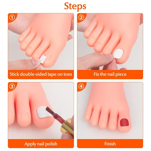 Vista 6 de krofaue Práctica de pie falso modelo 1 par flexible de silicona suave herramienta de manicura protésica para puntas de uñas entrenamiento de arte