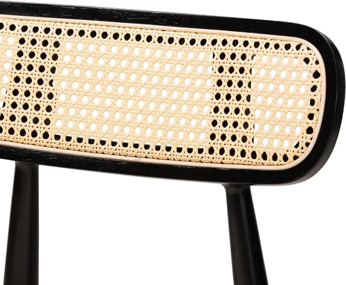 Vista 6 de Baxton Studio Tarana - Juego de 2 sillas de comedor, color crema/negro/marrón claro