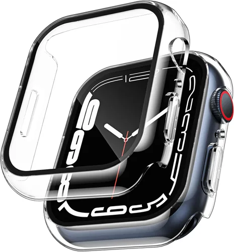 Vista 10 de TAURI - Juego de 2 carcasas rígidas para Apple Watch Series 10 (2024) 46mm, con protector de pantalla de cristal templado PC