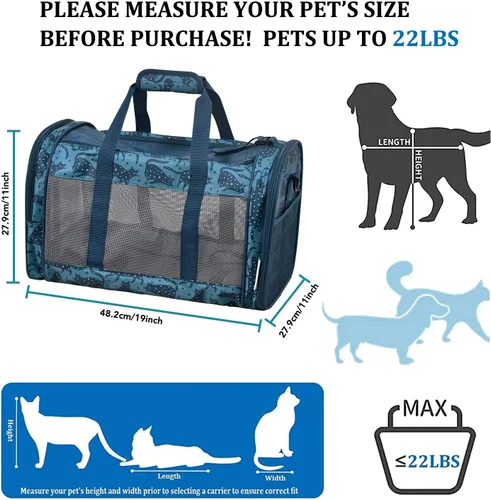 Vista 3 de Transportador de Mascotas de Lados Suaves para Perros Pequeños, Gatos, Cachorros, Transportadores de Gatos Aprobados por Aerolíneas, Transportador