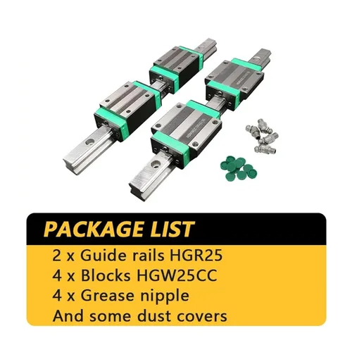 Vista 2 de Linear Guides, Linear Motion Slide Guides Linear Guide Rail 2pcs HGR25 Length 300-1000mm + 4pcs Slider Blocks HGW25CC Set(300mm)