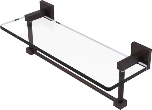 Vista 14 de Allied Brass MT-1-16TB Montero Collection - Estante de cristal integrado para tocador de 16 pulgadas, color negro mate