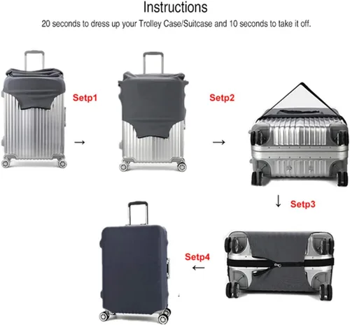 Vista 8 de Madifennina Funda protectora de equipaje de viaje de elastano para equipaje de 23 a 32 pulgadas, Negro-viaje