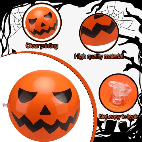 Vista 4 de Wettarn Halloween Inflatable Pumpkin Beach Balls Jack O Lantern Game Bulk
