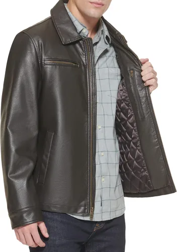 Vista 6 de Dockers - Chaqueta clásica de cuero sintético para hombre (tamaño regular, grande y alto)
