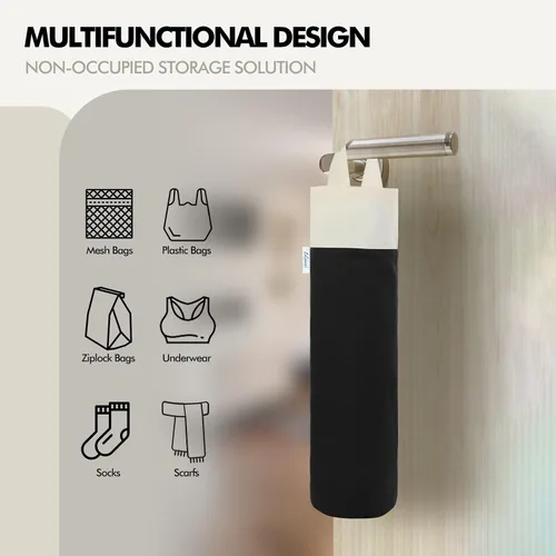 Vista 4 de Soporte para bolsas de plástico, soporte de pared para almacenamiento de bolsas de plástico, organizador de bolsas de basura de algodón, dispensador