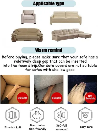 Vista 3 de Shukii Funda elástica para sofás, fundas de sofá ajustadas para sillón, protector de muebles de tela estampada con 1 funda de almohada