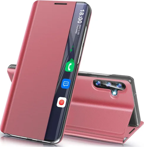 Vista 8 de Funda de teléfono para Samsung Galaxy A54 5G, Smart Clear View Window Luxury Slim para Galaxy A54 con soporte, funda protectora de cuero duro