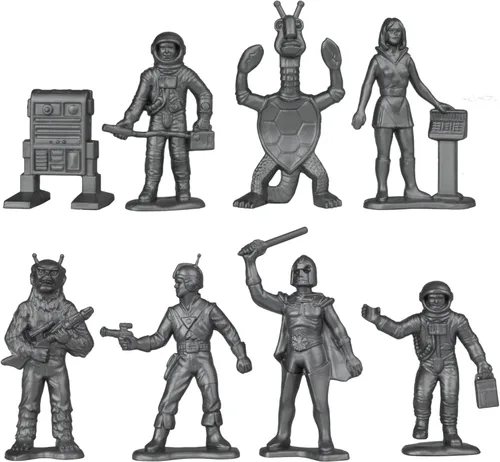Vista 4 de TimMee Galaxy Laser Team Space Figuras – Negro vs Plata 50 piezas – Hecho en Estados Unidos