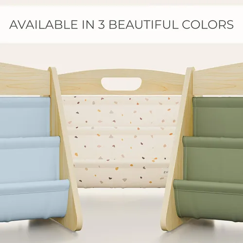 Vista 6 de ZICOTO Estantería decorativa de madera con asa para habitaciones de niños, mantiene los libros ordenados y al alcance de los niños pequeños