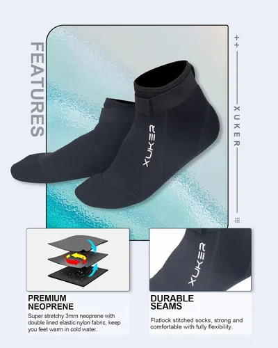 Vista 2 de XUKER Calcetines de neopreno, 0.118 in Playa Voleibol Arena Fútbol Agua Traje Calcetines para Buceo Snorkeling Kayak Remo