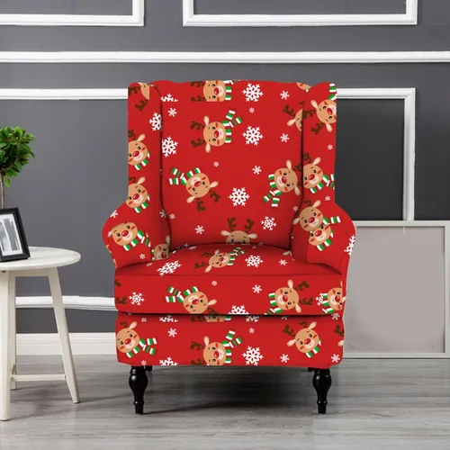 Vista 2 de PEKJI Fundas de silla con respaldo de alas de Navidad, fundas antideslizantes para sillón con respaldo de alas (A01)